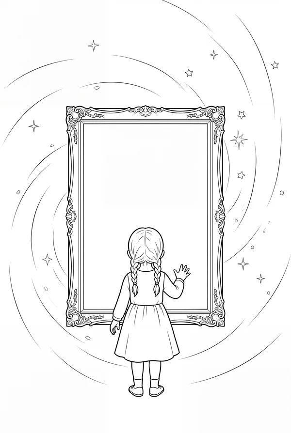 Contest template: the girl before the large empty mirror